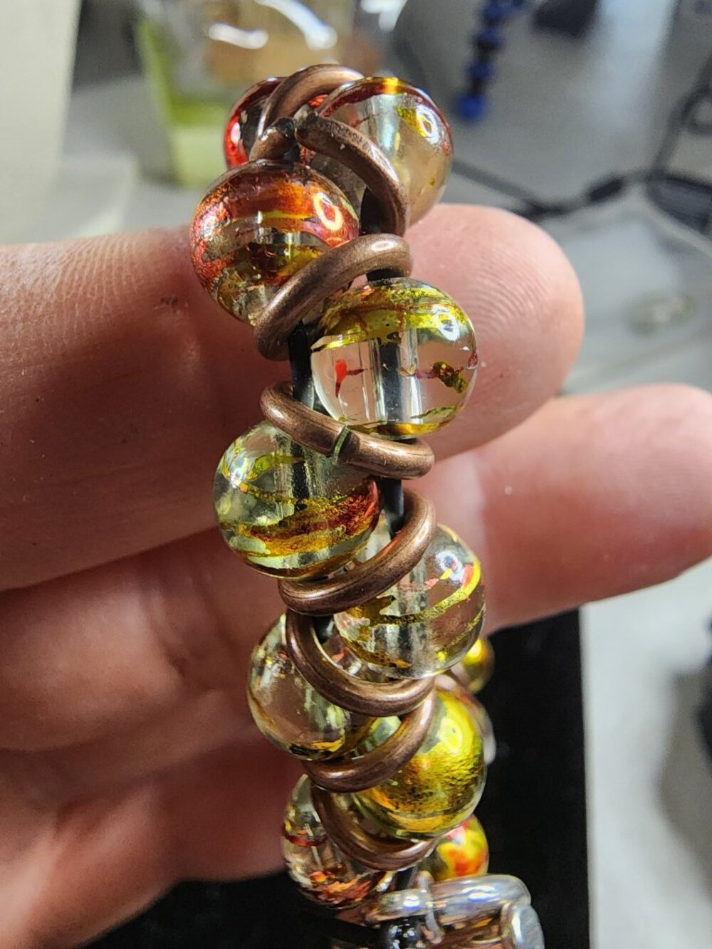Hand-Crafted Glass Bead Bracelet